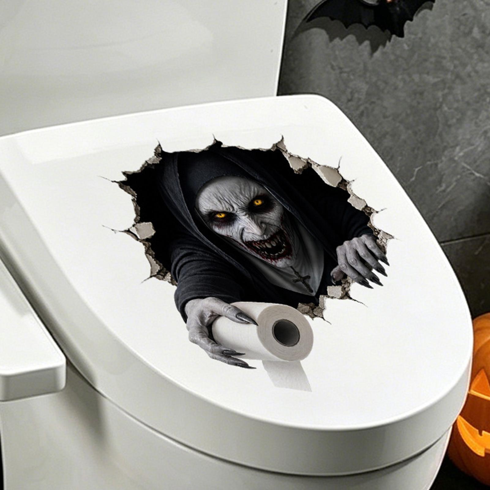 Home Bathroom Break - Adesivo per WC di Halloween 2D,