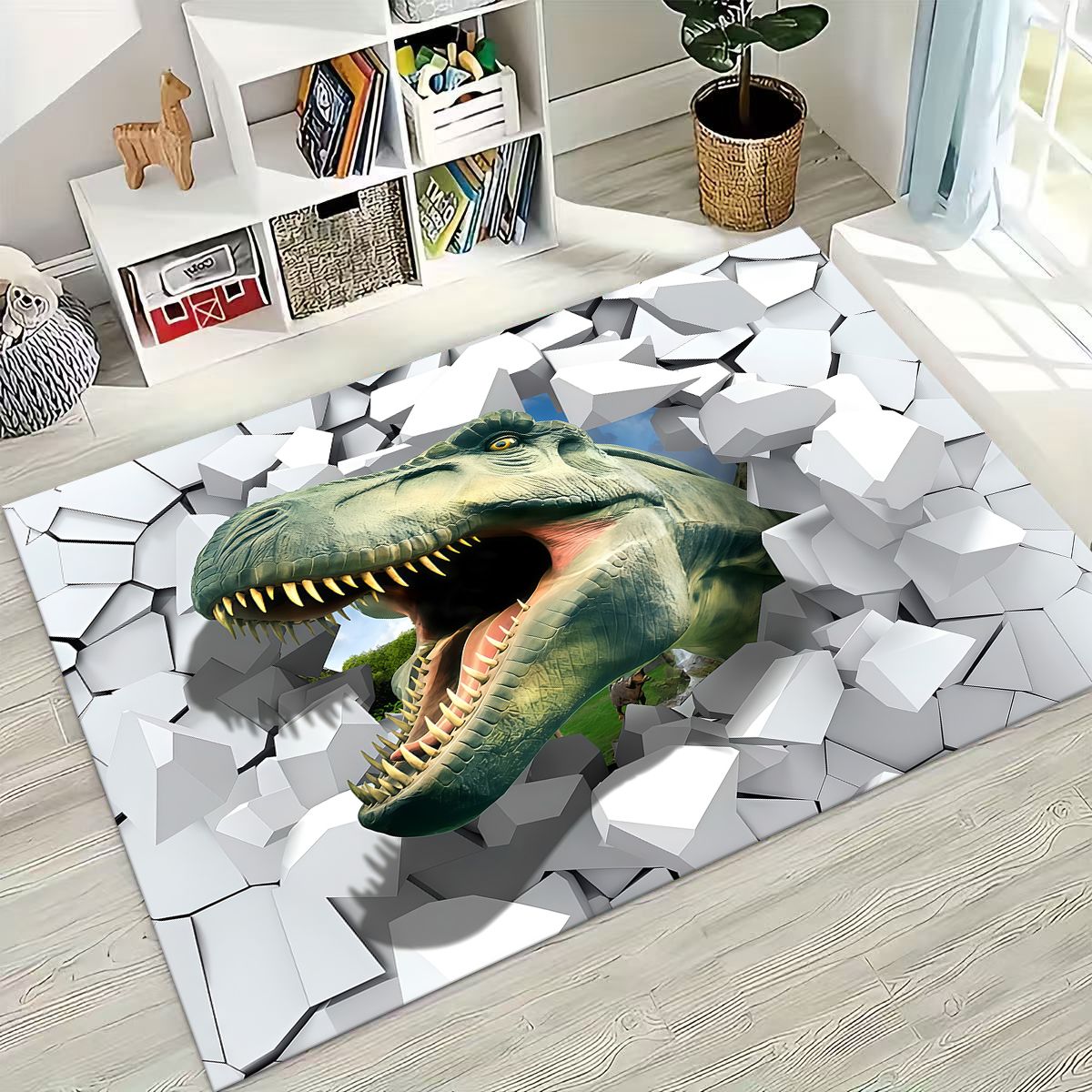 Home Bathroom Break - Tappeto Serie Animali Dinosauro Effetto Parete