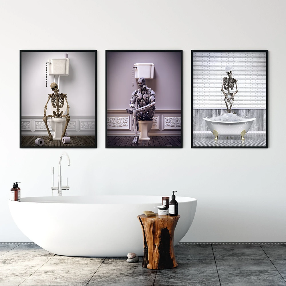 Home Bathroom Tub - Stampa poster scheletro in vasca, decorazione