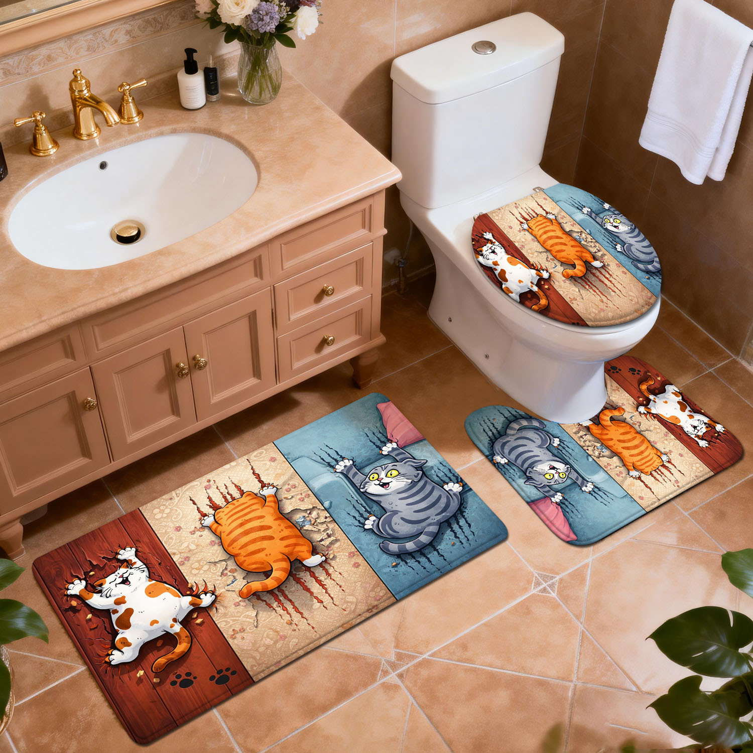 Home Bathroom Break - Set di 3 Tappetini da Bagno