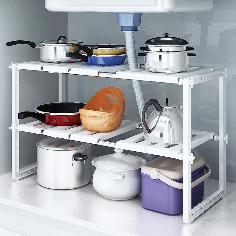Home Goods Bathroom Cabinets - Organizzatore Sottolavello a 2 Livelli Espandibile