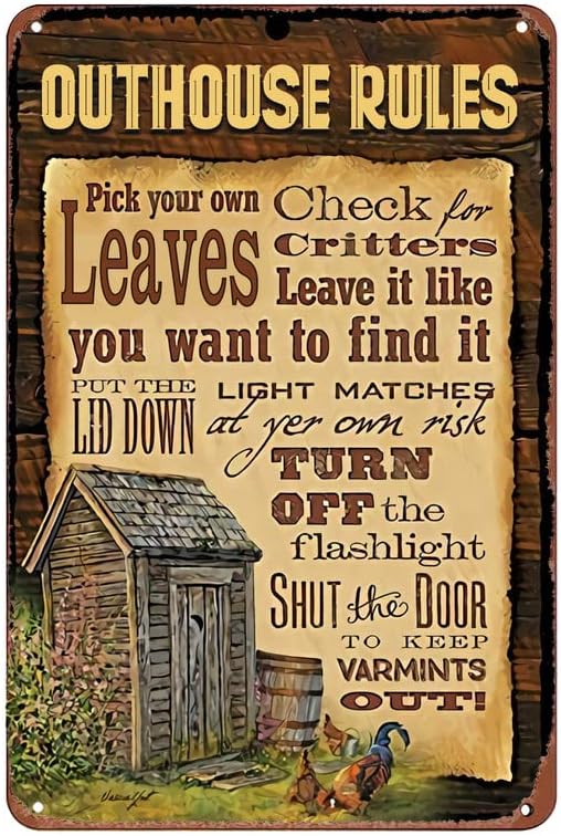 Home Bathroom Rules - Targa in Metallo Retrò 'Bathroom Outhouse