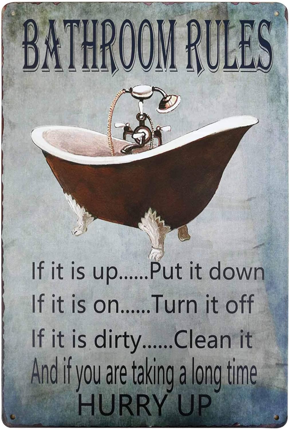 Home Bathroom Rules - PXIYOU Targa in Latta Vintage con