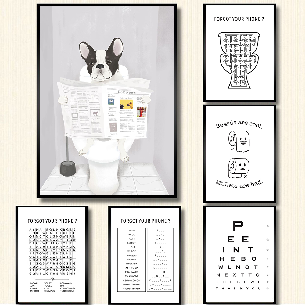 Bulldog francese in toilette P - Home Bathroom Rules recensione e prezzo
