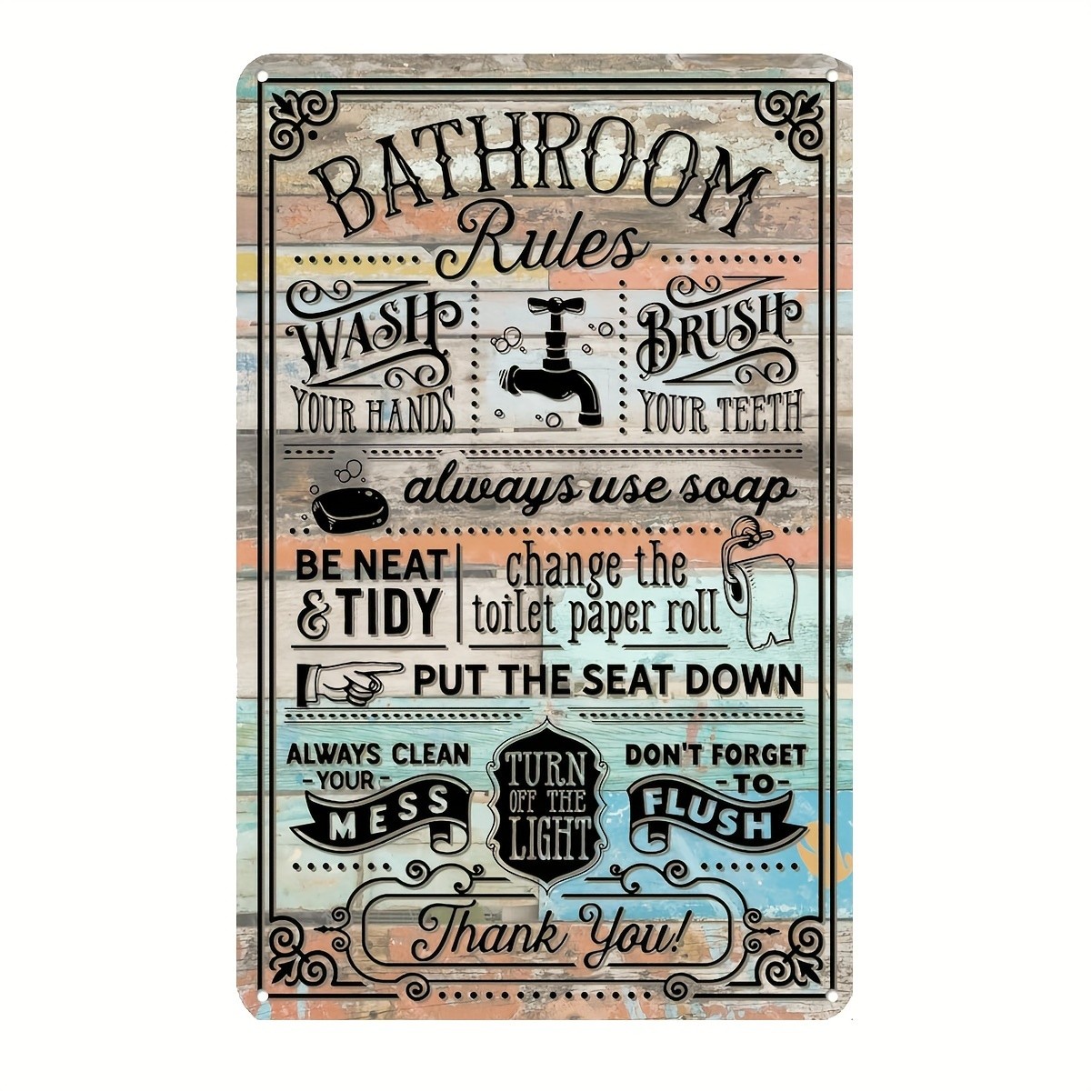 Insegne in Metallo Vintage con - Home Bathroom Rules recensione e prezzo